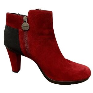 GEOX Respira Boots Womens 10 Red Black High Heels Leather Sexy Valentine’s Day